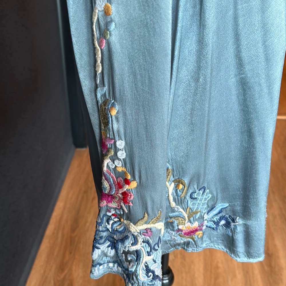 Johnny Was Light Blue Embroidered Blouse - Picture 3 of 5